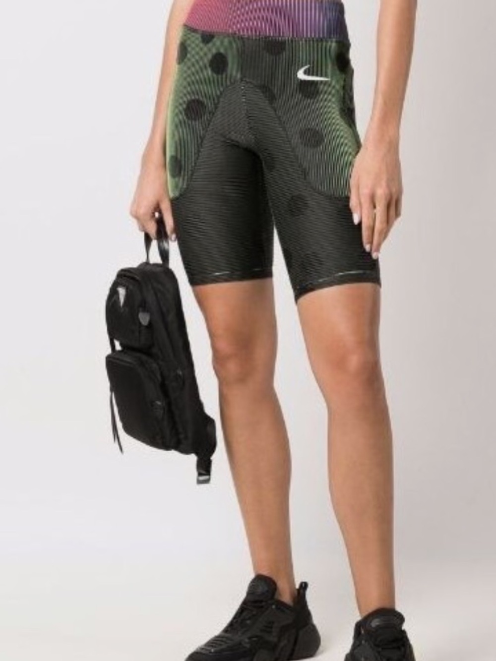 Nike x OFF-WHITE Tight Shorts Sz Small In Black Dot/Green